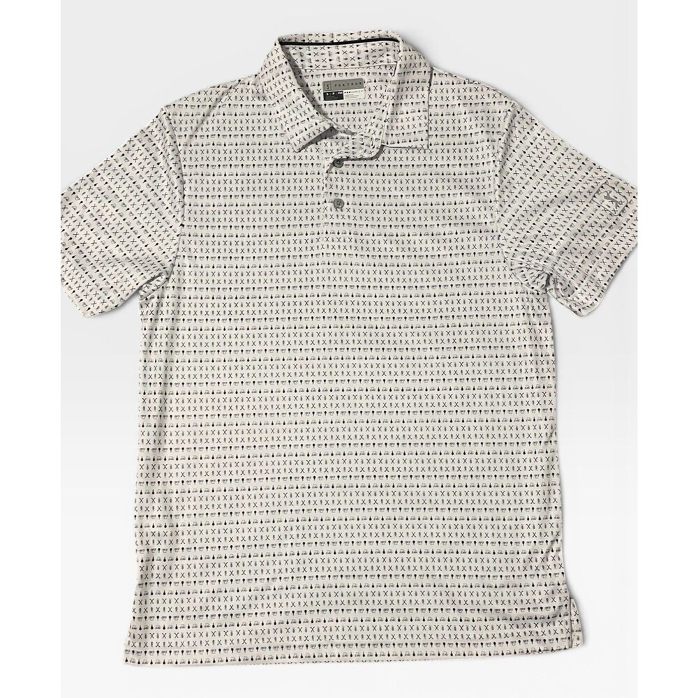 PGA Tour Polo Shirt Men's S White Pro Series Golf All Over Summer
